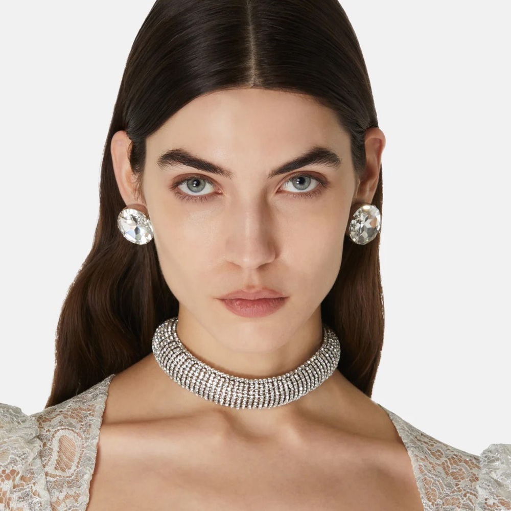 Alessandra Rich shiny crystals choker necklace